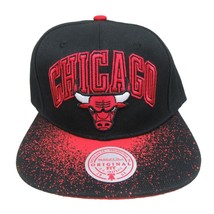 Mitchell &amp; Ness Chicago Bulls NBA Re-Take Snapback Hat Cap Black Red NEW - $22.98