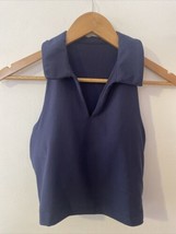 Dappled Collared Top Navy Blue Size M - $14.89