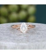 2.0 CT Oval Cut Diamond Engagement Ring 14K Rose Gold Cluster Wedding Ri... - £118.73 GBP