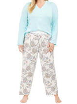 allbrand365 designer Womens Plus Size Top And Printed Pants Pajamas Set,2X - £30.92 GBP