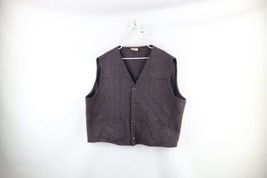 Vintage 40s Rockabilly Mens 2XL XXL Blank Wool Full Button Vest Jacket Gray USA - £150.31 GBP