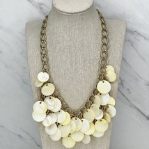 Chico&#39;s Gold Tone Chunky Mother of Pearl Bib Necklace - £15.82 GBP