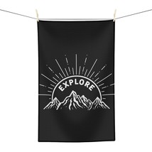 Explore Mountain Peak Statement Tea Towel, Hiking, Camping, , Printed Tea Towel, - £14.56 GBP