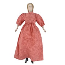 Vintage Porcelain Bisque Calico Prairie Frontier Dress Lady 17&quot; Doll Cloth Body - £27.07 GBP