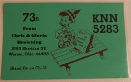 Vintage CB Ham radio Amateur Card KNN 5283 Warren Ohio Pinocchio  - £10.27 GBP