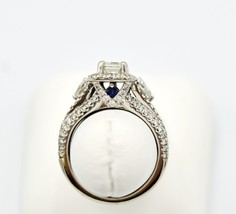 Vera Wang 14k White Gold Diamond Halo Engagement Ring w Signature Blue Sapphire - £4,510.97 GBP