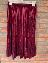 Velvet Accordion Skirt Small Pull On Elastic Waist Stretch Soprano Burgundy Wine - £13.65 GBP
