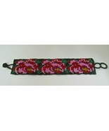 Vintage Woven Multi-color Seed Bead Rose Floral Bracelet 7.5&quot; - $48.07 CAD