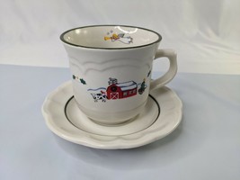 Pfaltzgraff Stoneware Snow Village Dinnerware Coffee Cup and Saucer Lot - £4.56 GBP