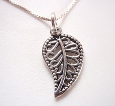 Very Small Leaf Filigree Pendant 925 Sterling Silver Corona Sun Jewelry - £4.94 GBP