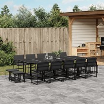 15 Piece Patio Dining Set with Cushions Black Textilene - $2,405.22 CAD