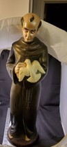 Vintage Atlantic Mold St. Francis Priest Figure 28&quot; Tall Hand Painted 1967 RARE - £209.31 GBP