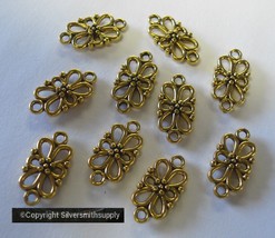10 Ant Gold pl Victorian Filigree links earring pendant charms dangles FPS145 - £3.11 GBP