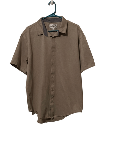 Seeded &amp; Sewn Men&#39;s Button-Up Short Sleeve Polo Shirt Brown Size XXL - £17.74 GBP