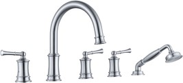 Bathtub Faucet, 5 Pcs Deck Mount Antique Tub Faucet 2-Lever Handles,, B2309-Bn - £290.10 GBP