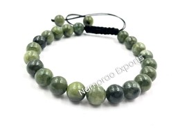 Natural Green Jade 8x8 mm Round Beads Thread Bracelet TB-75 - £8.03 GBP