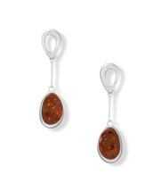 Natural Baltic Amber Drop Dangle 14k White Gold Plated Long Earrings 38mm - £83.28 GBP