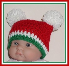 Newborn Christmas Hat, Unisex Christmas Beanie, Red Green White Hat - £9.57 GBP