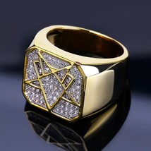 Elvis Presley Rock Star TCB LAB Austrian Crystal Deluxe Gold Plated Men Ring - £14.08 GBP