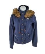 Abercrombie &amp; Fitch Women&#39;s Jacket Size M For Fur Trim Hooded Blue - £31.57 GBP