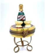 Limoges Champagne Cart Table Pill Box Trinket 50.7g 1-5/8&quot; x 3-1/4&quot; - $175.70 CAD