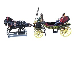 Vintage Cast Iron Horse and Carriage 5.5&quot; - w/ Driver and Riders - $59.35