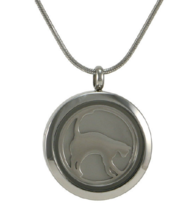 Stainless Steel Round Pewter Cat Silhouette Pendant Cremation Urn for Ashes - £79.92 GBP