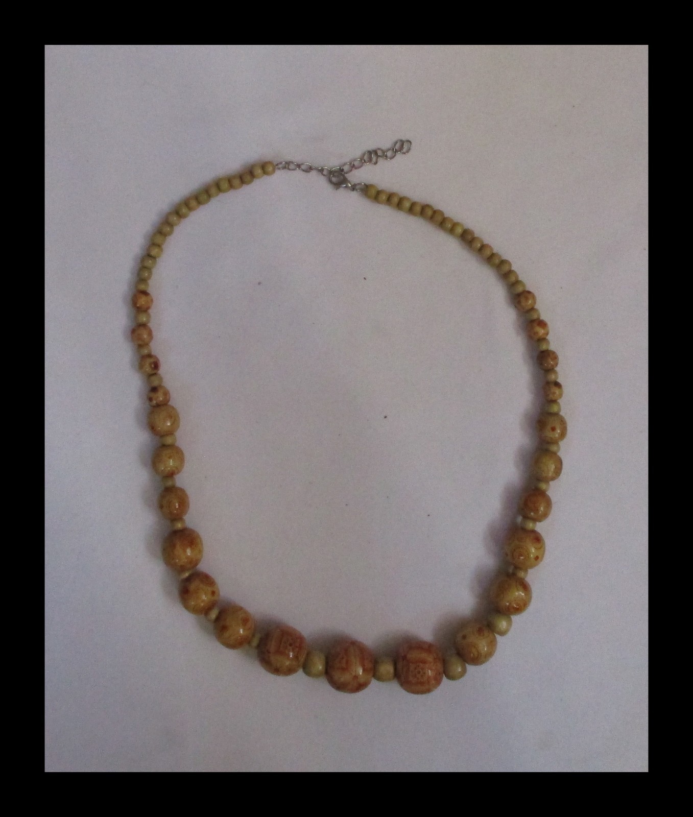 Wood Beaded Necklace Lightweight 21" with 2-1/2" Extender N042 Item image 2