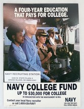 1990s Original Recruiting Propaganda US NAVY College Fund GI Bill Poster 14&quot;x19&quot; - £96.32 GBP