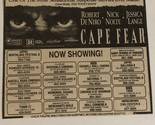 Cape Fear Vintage Movie Print Ad Rober DeNiro Nick Nolte Jessica Lange T... - $5.93