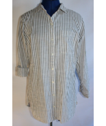 dip Gray White Button Up Shirt Striped Long Sleeve ~S~ - £7.46 GBP