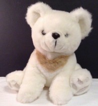 Hugfun Plush 9&quot; Tall White Bear with Tan Stuffed Animal toy - £6.32 GBP