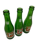 7 UP  Soda Pop Bottles Swimsuit Label On 2 Seven-Up Green Lot Of 3 Vintage - £18.27 GBP