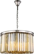 Pendant Light SYDNEY Traditional Antique 8-Light Polished Nickel Golden Teak - £908.37 GBP