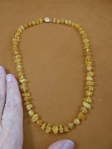 pb-434 Natural golden Amber Poland gemstone nugget beaded 20&quot; long NECKLACE - £40.20 GBP