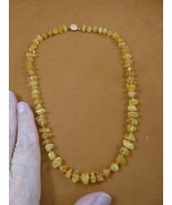 pb-434 Natural golden Amber Poland gemstone nugget beaded 20&quot; long NECKLACE - £39.70 GBP