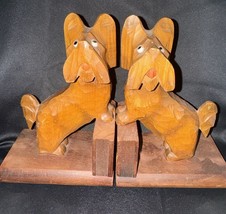 Vintage 1960s Hand-Carved Wooden Scottie Dog Bookends - $27.00