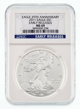 2011 American Silver Eagle Graded by NGC as MS-69 Early Releases - $1,424.81 MXN