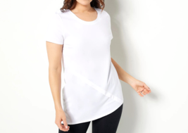 AnyBody Cozy Knit Luxe Jersey Asymmetrical Top- White, MEDIUM - £17.31 GBP