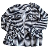 Ann Taylor LOFT Navy White Striped Open Front Blazer w Bell Sleeves Size... - £29.36 GBP