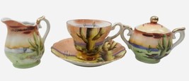 Vintage ARIZONA Saguaro Tree Cactus Sugar and Creamer Set Hand Painted Japan - £34.30 GBP