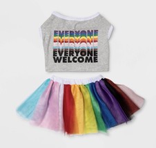 Everyone Welcome #TakePride Rainbow Pet Outfit Costume with Tutu, Large - £14.02 GBP