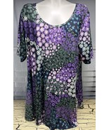 Lularoe Tee T Shirt Top Tunic Women’s Plus Size 3X Purple Spring Flower ... - $475.79 MXN