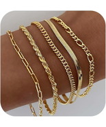 14K Gold Plated Bracelets for Women, Jewelry Sets Cute Tennis Beaded Bra... - $339.43 MXN