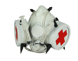 White Bio-Hazard Nurse Gas Mask with Medical Syringes and Spikes - £25.53 GBP