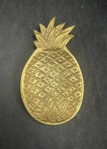Vintage Embossed Textured Brass Pineapple Trinket Tray Candy Dish Footed 4 1/4&quot; - £15.69 GBP