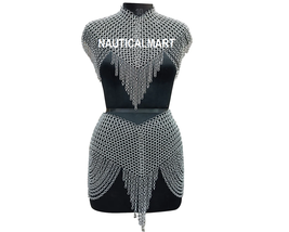 Medieval Chainmail Collar and Skirt Chain Layers Neck Piece Aluminum bod... - $3,713.17 MXN