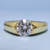 7MM Solitaire Round Cut Moissanite Men Engagement Ring Half Bezel Set Lu... - $159.00