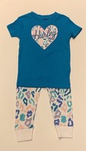 HURLEY Baby Girl 2-Pc Short Sleeves Tee Shirt &amp; Pants Heart PJs Sleepwear NWOT - £7.99 GBP