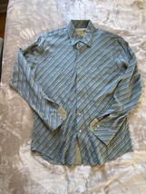 Bugatchi Uomo Mens Blue With Stripes Long Sleeve Shirt XL - $20.29